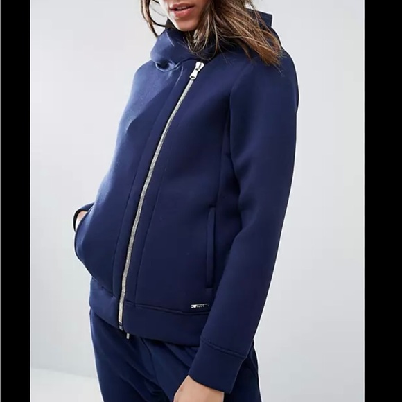 Polo Ralph Lauren Asymmetric Full Zip Hoodie Navy Coat Jacket Winter Fall Shirt - Picture 13 of 13